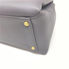 BOTTEGA VENETA LEATHER TOP HANDLE CROSSBODY BAG GRAY